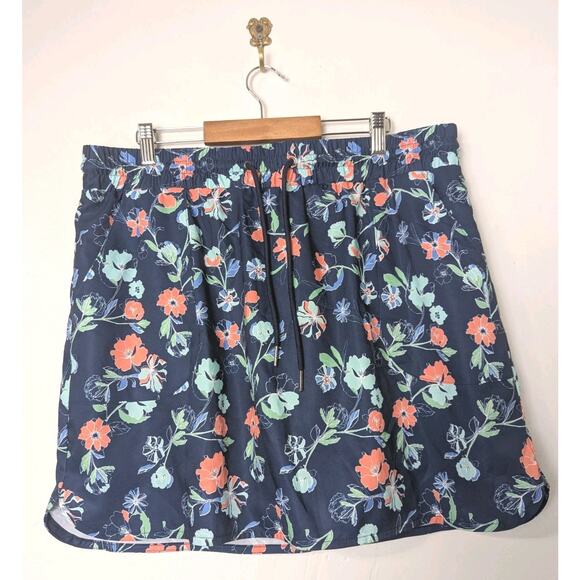 St Johns Bay Floral Skort Size L Draw String Waist Pockets Stretch 17" L - Picture 1 of 6
